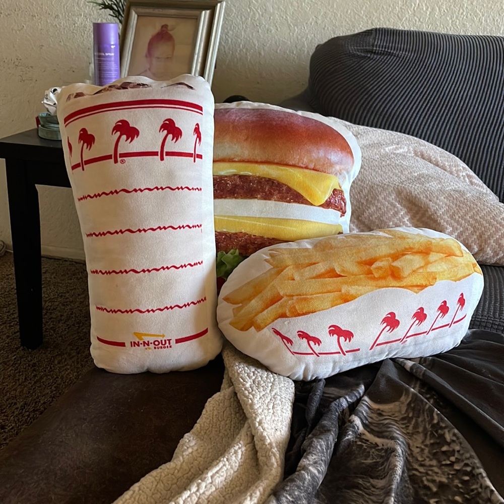 In-N-Out pillows burger, fries, & coke drink.